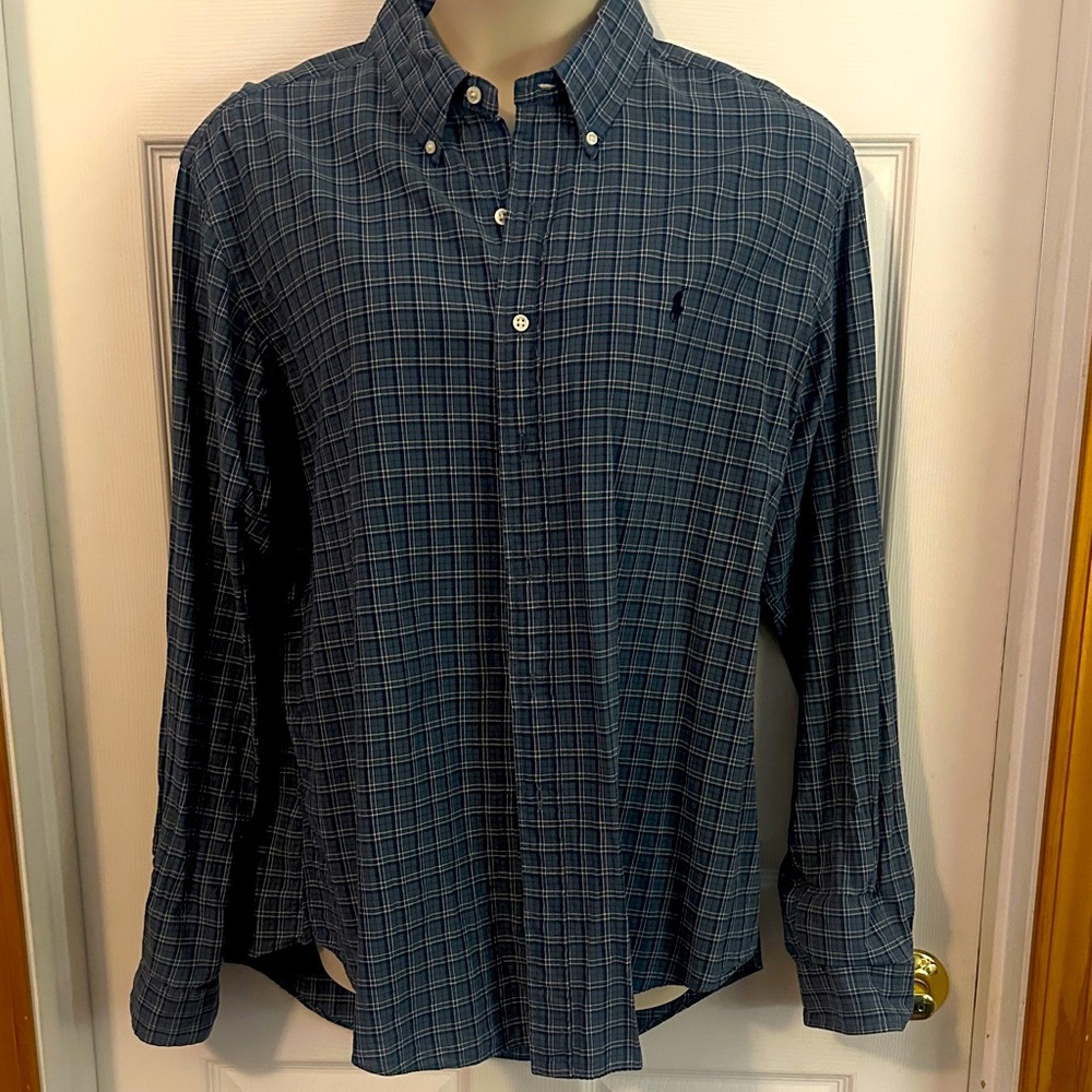 Ralph Lauren Navy Plaid Button Down Shirt
